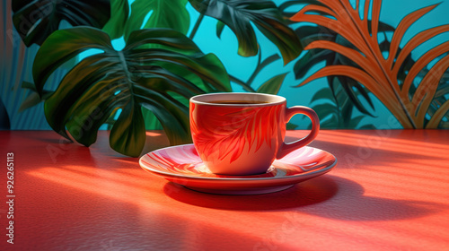 frischer heißer Kaffee mit natürlichen Hintergrund