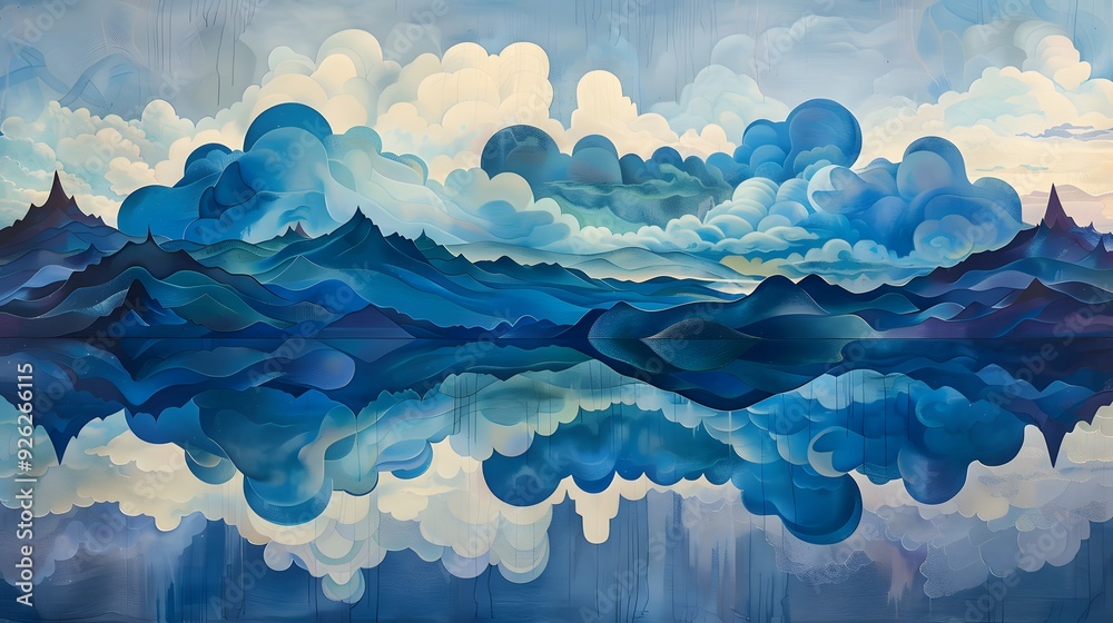 Abstract Landscape with Clouds and Water Reflection. Abstract Landscape with Clouds and Water Reflection.
