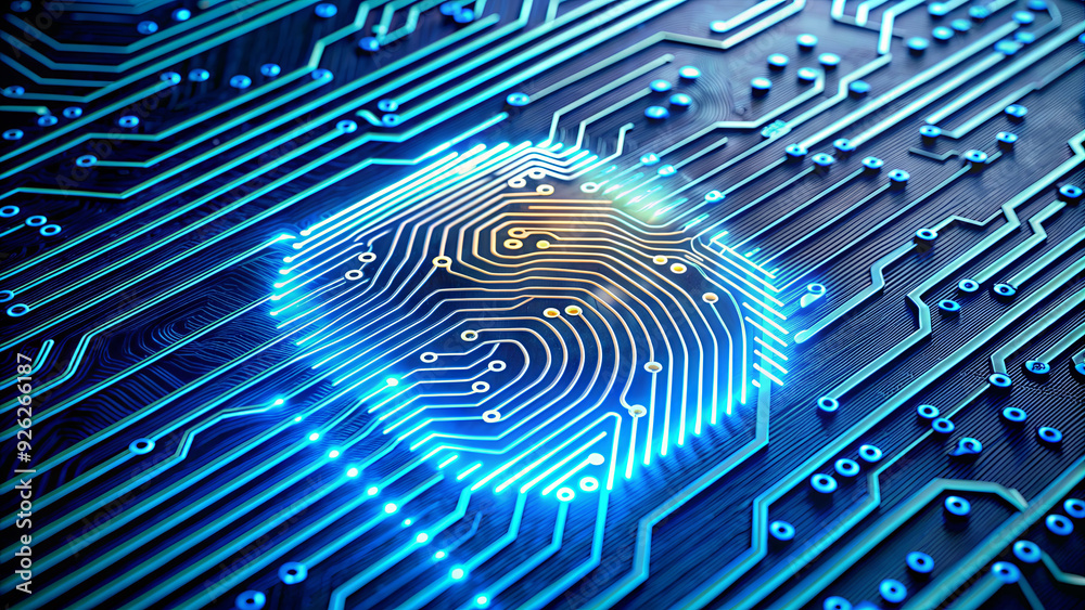 A glowing digital fingerprint pattern is intricately designed on a circuit board, representing cybersecurity advancements and technology A glowing digital fingerprint pattern is intricately designed on a circuit board, representing cybersecurity advancements and technology