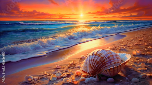 grobe bunte Muschel im Sand am Strand photo
