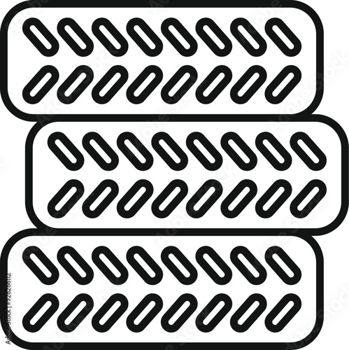 Black and white icon of a stack of winter tires for safe driving on snowy or icy roads
