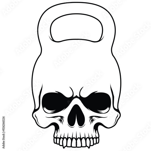 Skull in the form of kettlebell vector illustration. 
