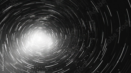 minimalist star trail lines and wavy light speed on a black and white illustration