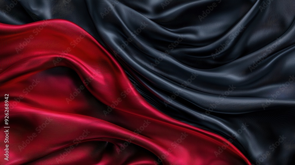 Obraz premium A red and black fabric with a black stripe