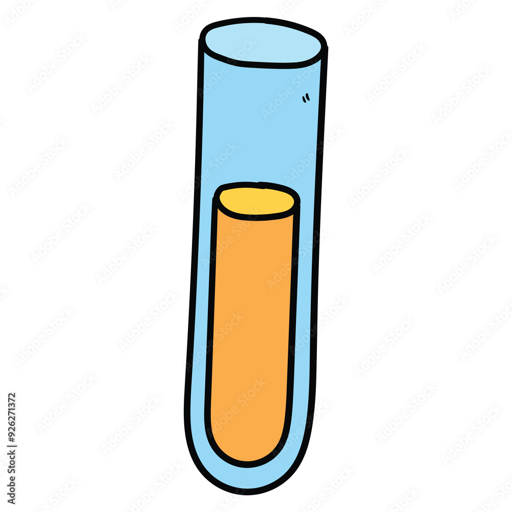 Hand drawn cartoon laboratory beaker on white background. Hand drawn cartoon laboratory beaker on white background.