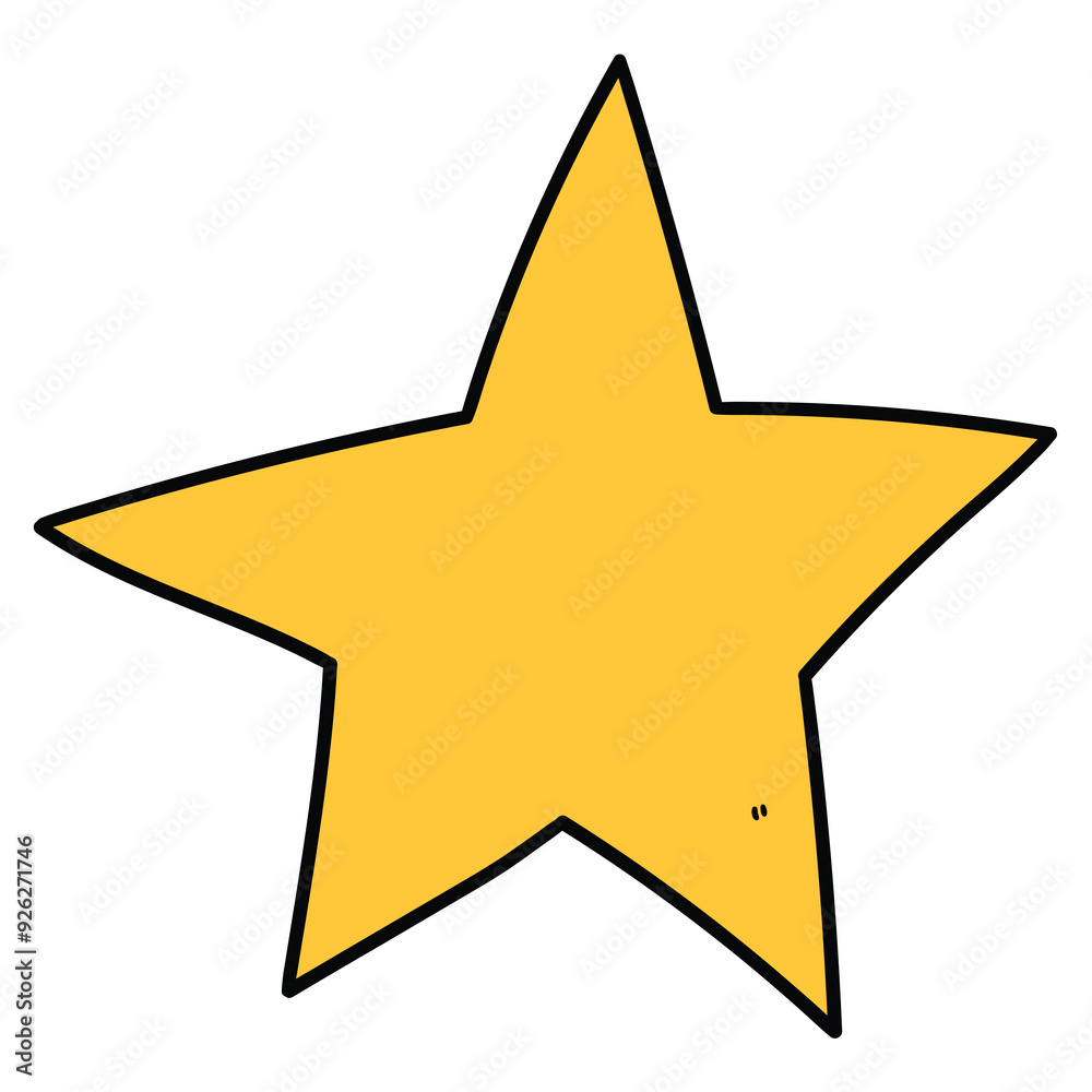 Hand drawn cartoon yellow star on a white background. Hand drawn cartoon yellow star on a white background.