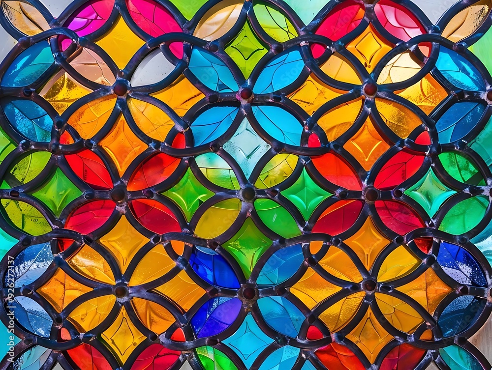 Colorful Stained Glass Window Pattern Photo Colorful Stained Glass Window Pattern Photo