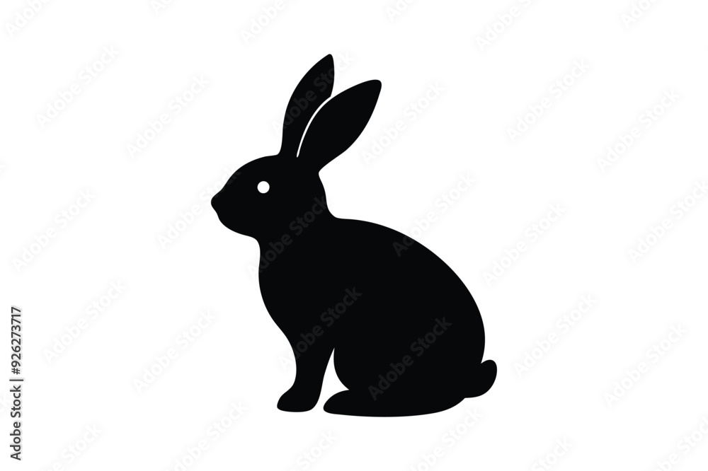a silhouette of cute rabbit vector art illustration a silhouette of cute rabbit vector art illustration