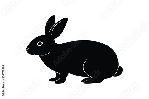 a silhouette of cute rabbit vector art illustration