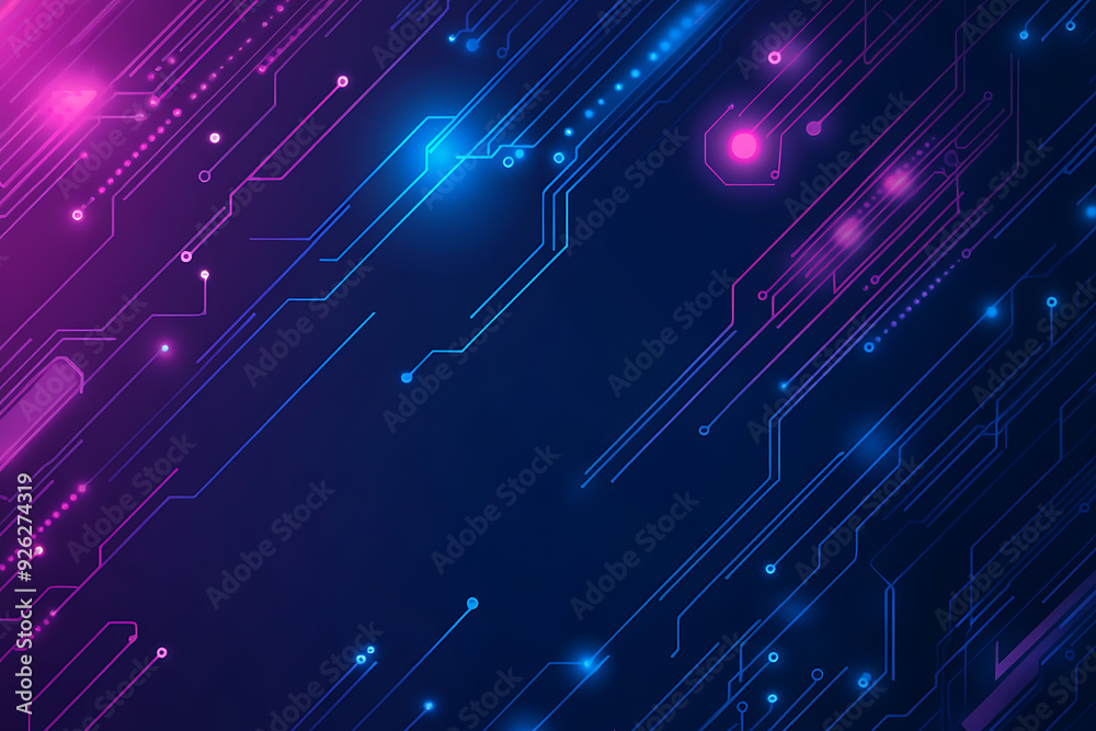 Futuristic vector illustration of an abstract circuit board with neon blue and purple gradients, showcasing intricate digital patterns and tech elements Futuristic vector illustration of an abstract circuit board with neon blue and purple gradients, showcasing intricate digital patterns and tech elements