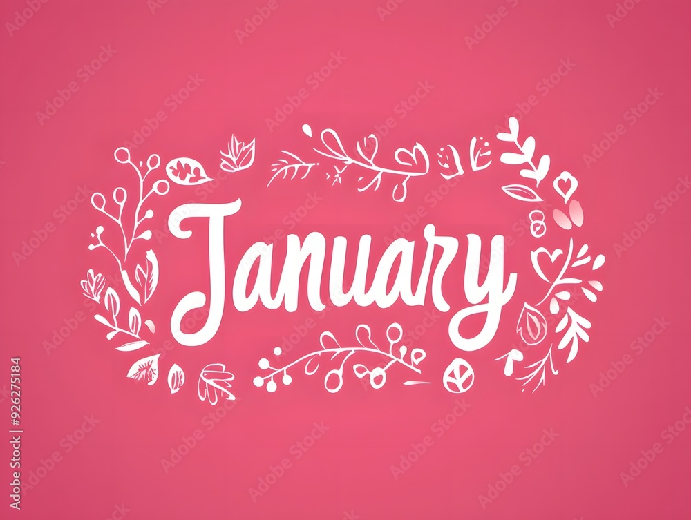 January on a pink background January on a pink background