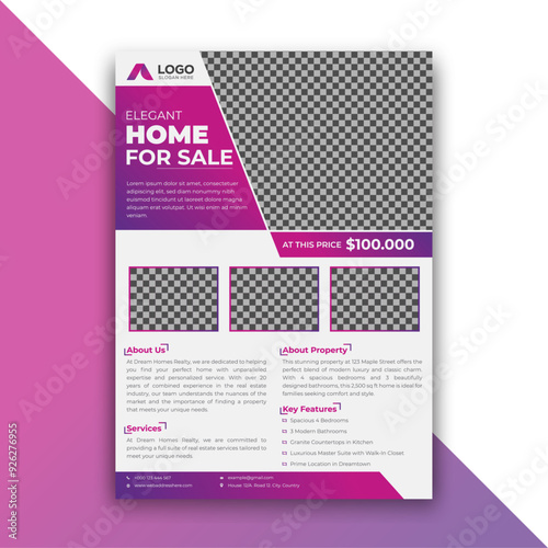 Flyer Design For Real Estate Corporate Brochure Print Ready A4 Editable Eye Catching Attractive Professional Trending New  Vector Template.