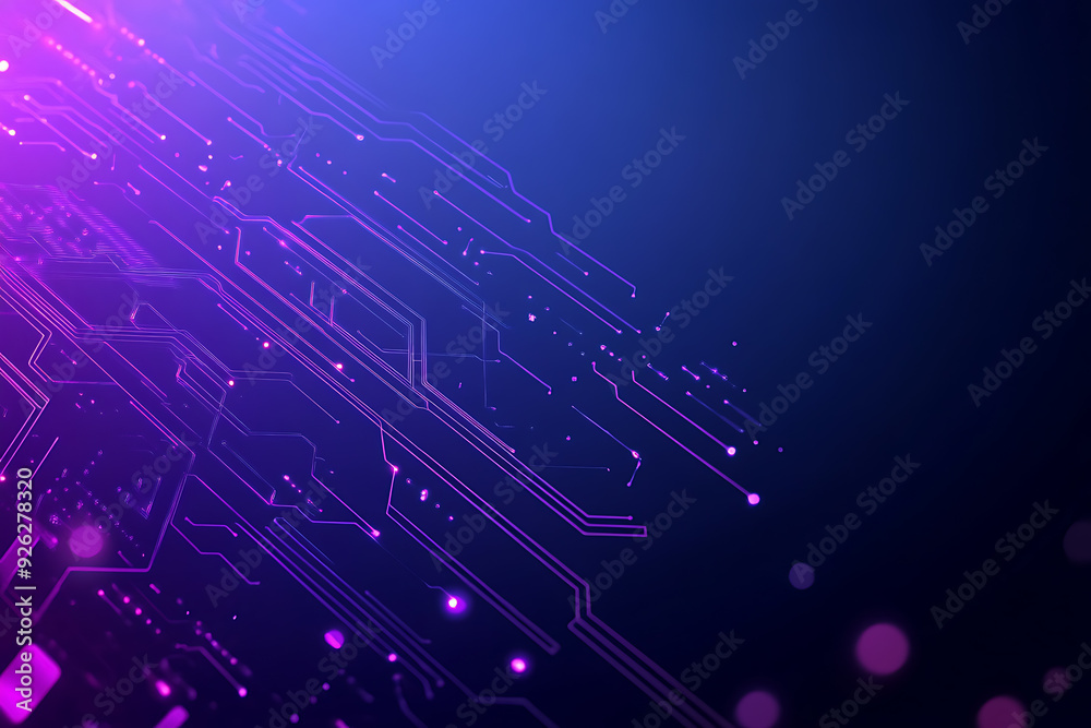 Futuristic vector illustration of an abstract circuit board with neon blue and purple gradients, showcasing intricate digital patterns and tech elements Futuristic vector illustration of an abstract circuit board with neon blue and purple gradients, showcasing intricate digital patterns and tech elements