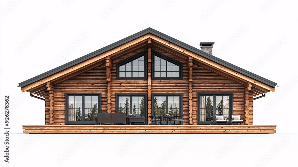 Cozy Rustic Log Cabin Showcasing Traditional Wooden Architecture Against a Clean White Bac Cozy Rustic Log Cabin Showcasing Traditional Wooden Architecture Against a Clean White Bac