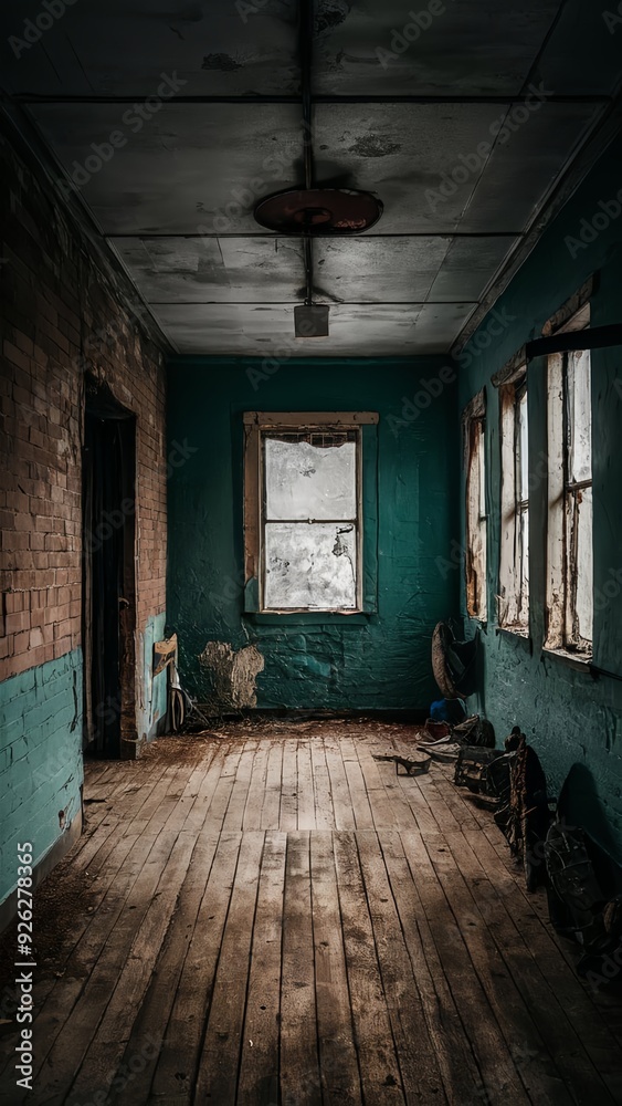 Fototapeta premium old abandoned room with floor