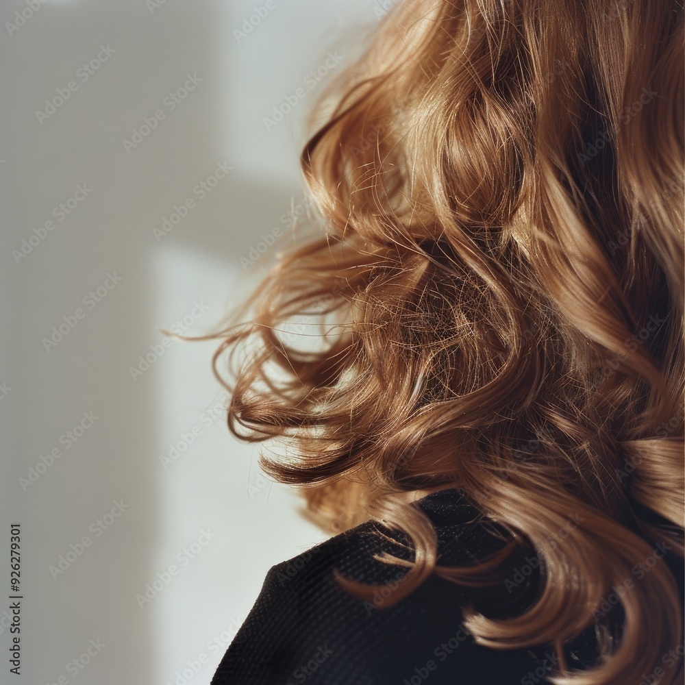 Close-up of wavy hair cascading over a shoulder, capturing an intimate, serene moment with soft lighting. Close-up of wavy hair cascading over a shoulder, capturing an intimate, serene moment with soft lighting.