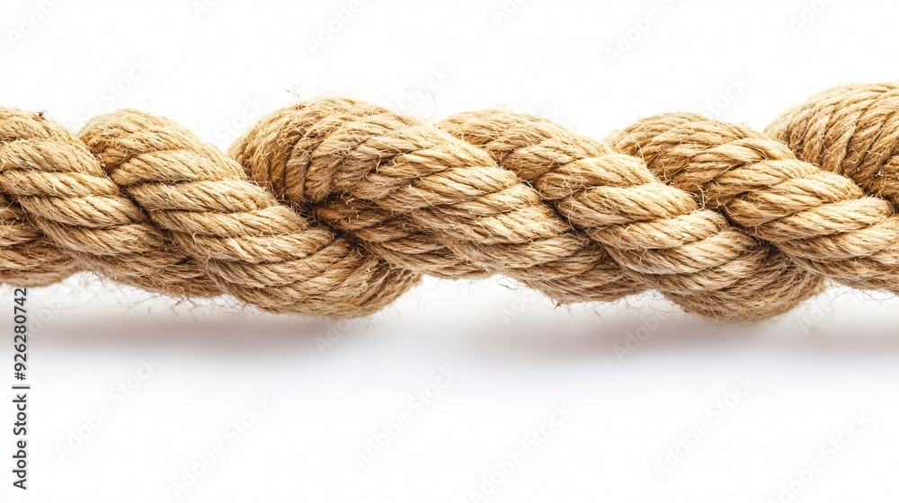 Twisted Hemp Ropes on White Background - Natural Material Concept Twisted Hemp Ropes on White Background - Natural Material Concept