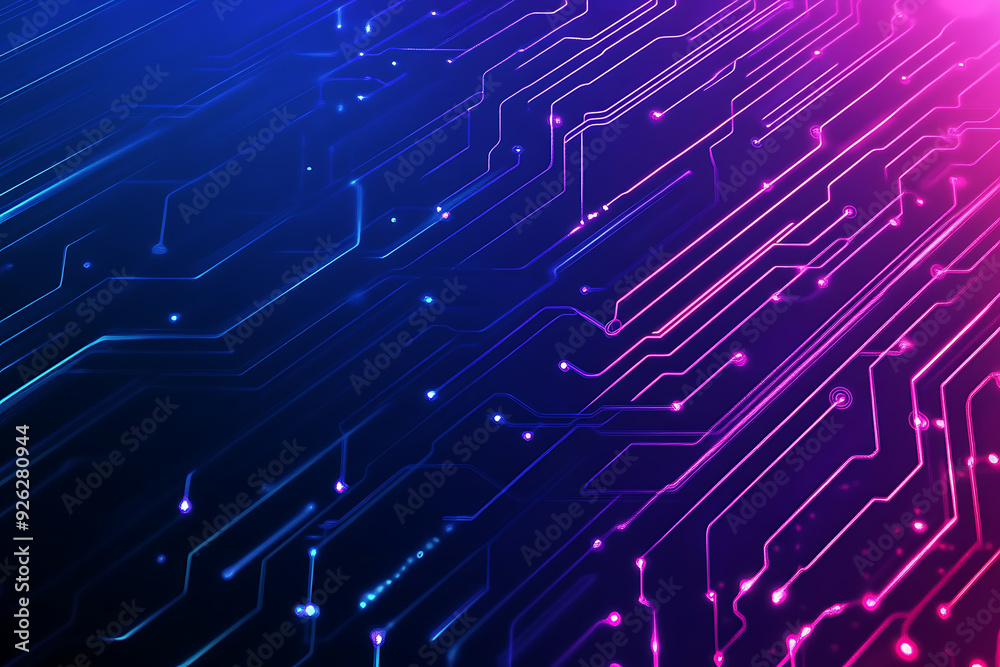 Futuristic vector illustration of an abstract circuit board with neon blue and purple gradients, showcasing intricate digital patterns and tech elements Futuristic vector illustration of an abstract circuit board with neon blue and purple gradients, showcasing intricate digital patterns and tech elements