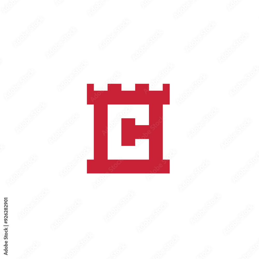 Obraz premium Castle Initial Letter C logo design vector template