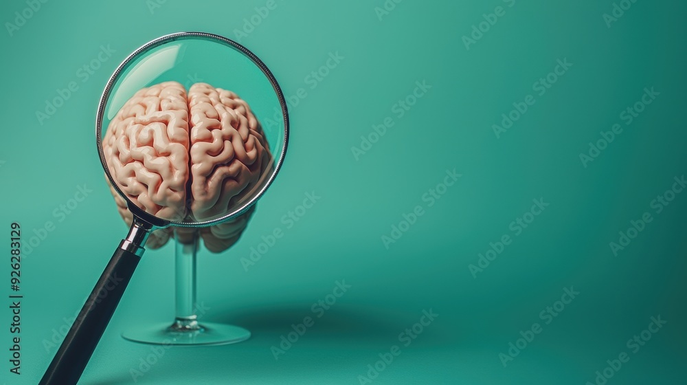 A brain is magnified through a microscope A brain is magnified through a microscope