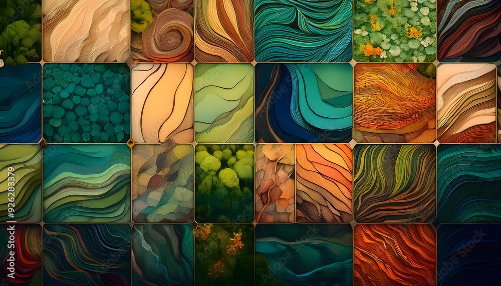A collage of various natural earth textures mixed in beautiful abstract background A collage of various natural earth textures mixed in beautiful abstract background