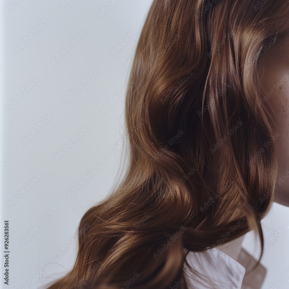 The flowing, shiny locks of auburn hair cascade down, embodying both natural beauty and meticulous attention to hair care. The flowing, shiny locks of auburn hair cascade down, embodying both natural beauty and meticulous attention to hair care.