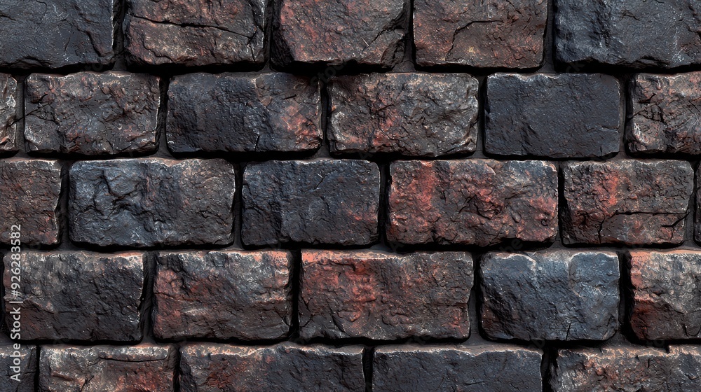 Fototapeta premium A brick wall with a black and red color