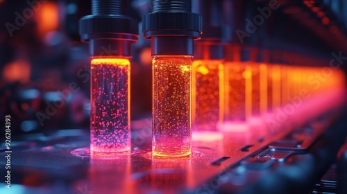 Glowing Tubes In A Factory