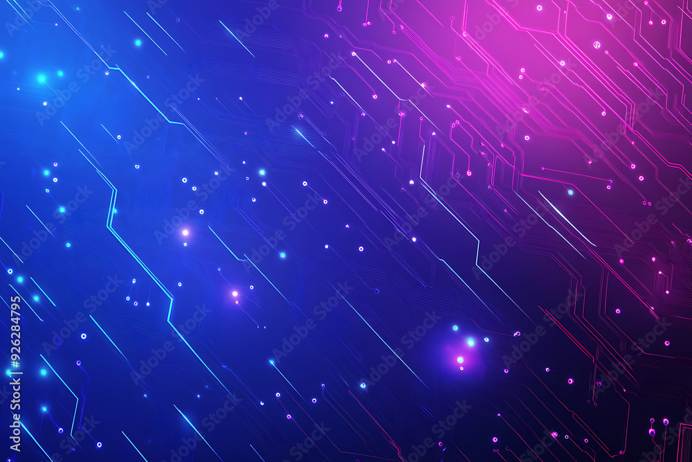 Futuristic vector illustration of an abstract circuit board with neon blue and purple gradients, showcasing intricate digital patterns and tech elements Futuristic vector illustration of an abstract circuit board with neon blue and purple gradients, showcasing intricate digital patterns and tech elements