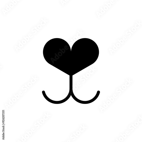 dog nose heart shape logo vector icon