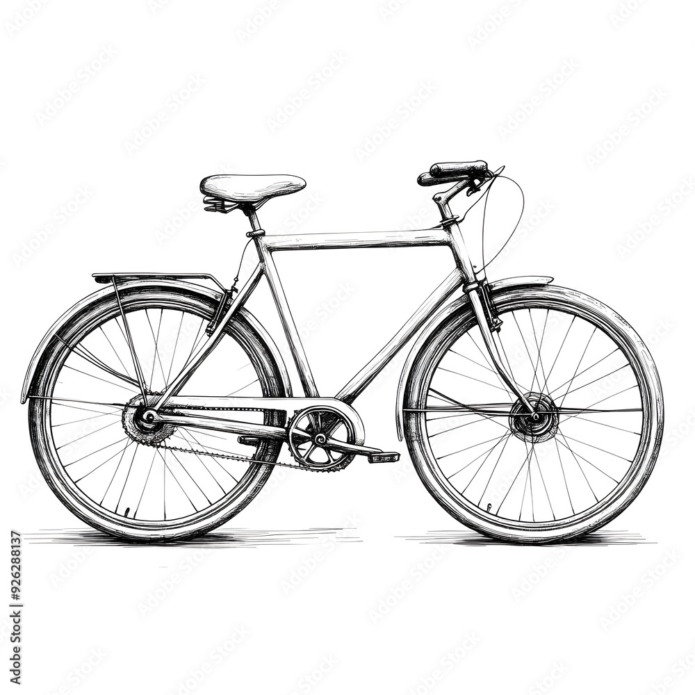 Minimalist Doodle of a Bicycle on Plain White Background Minimalist Doodle of a Bicycle on Plain White Background