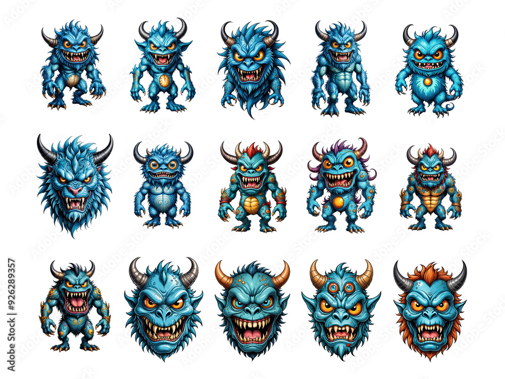 Blue Monster. Pattern for printing on wall decorations, fabrics, covers, t-shirts and for use in graphics. Blue Monster. Pattern for printing on wall decorations, fabrics, covers, t-shirts and for use in graphics.