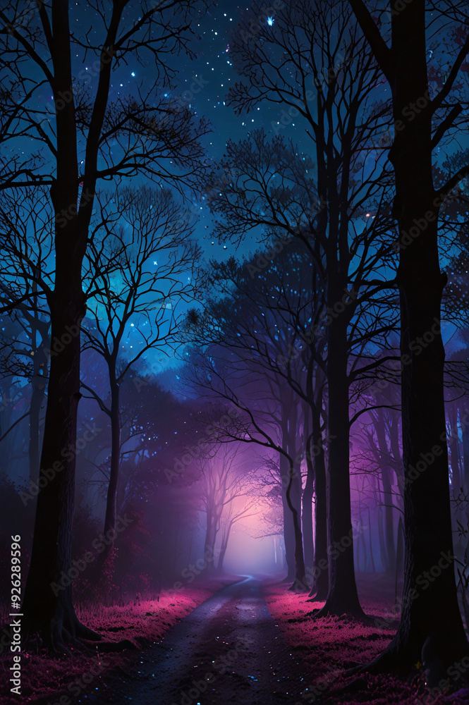 Fototapeta premium night in the forest - AI Generated