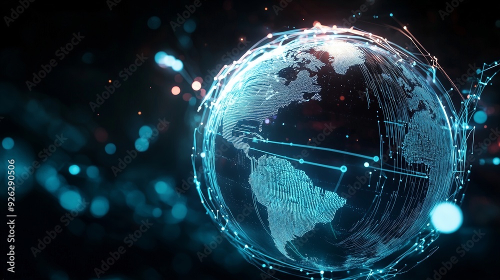Obraz premium Futuristic Digital Globe with Interconnected Networks Representation