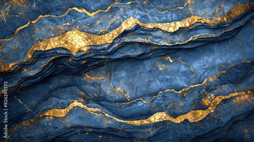 A blue and gold stone wall with a gold and blue pattern A blue and gold stone wall with a gold and blue pattern