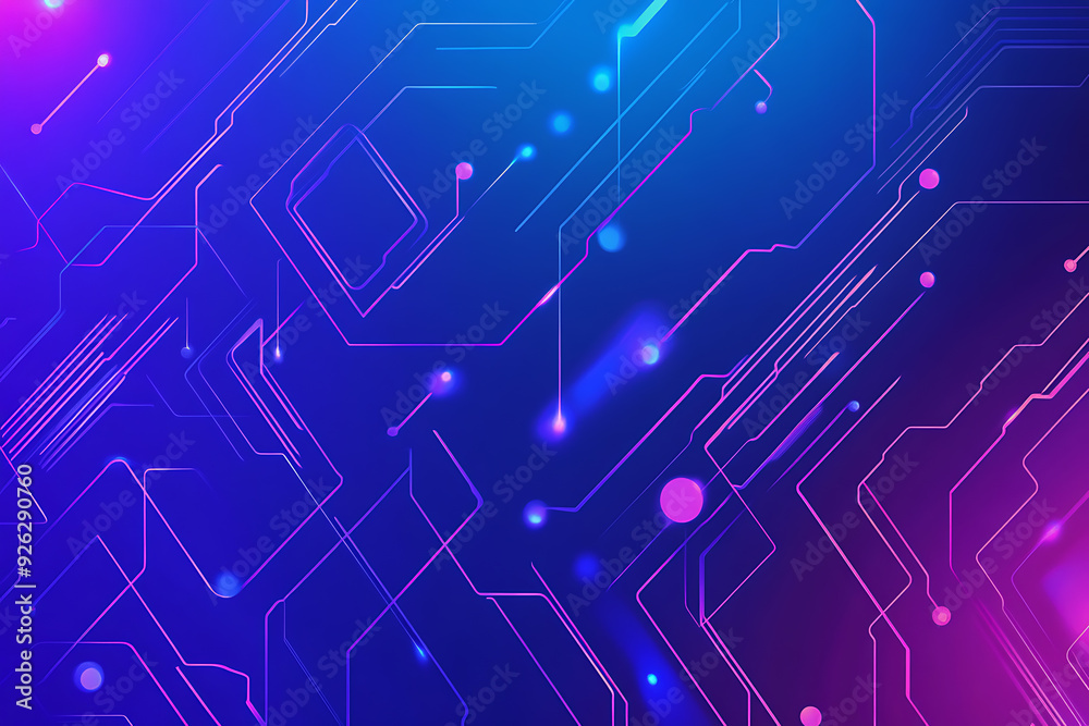 Futuristic vector illustration of an abstract circuit board with neon blue and purple gradients, showcasing intricate digital patterns and tech elements Futuristic vector illustration of an abstract circuit board with neon blue and purple gradients, showcasing intricate digital patterns and tech elements