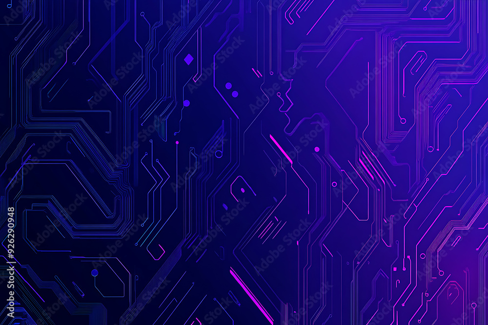 Futuristic vector illustration of an abstract circuit board with neon blue and purple gradients, showcasing intricate digital patterns and tech elements Futuristic vector illustration of an abstract circuit board with neon blue and purple gradients, showcasing intricate digital patterns and tech elements
