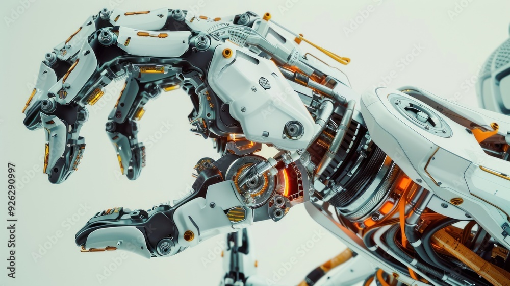 Futuristic robotic hand with intricate detail