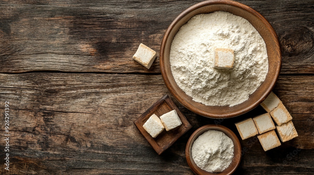 Collagen Powder and Glass of Water on Beige Stone Background - Top View Wellness Concept Collagen Powder and Glass of Water on Beige Stone Background - Top View Wellness Concept