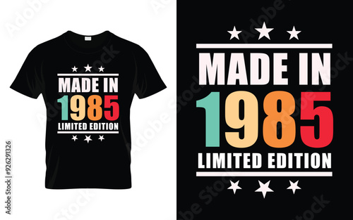 Made in 1985 Limited Edition Retro Vintage Birthday Graphic T-shirt Design