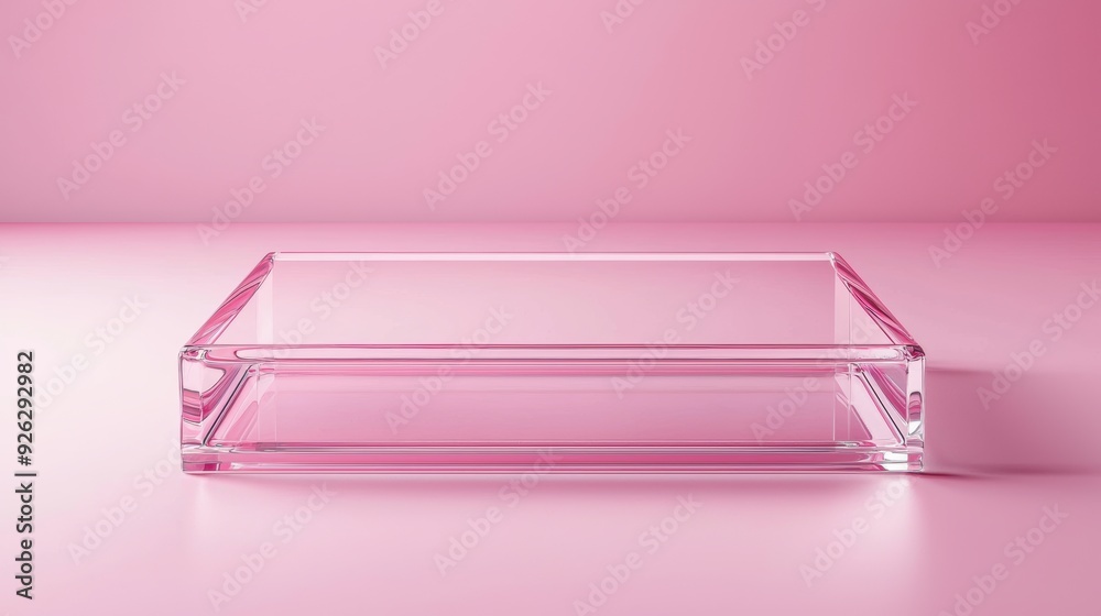 A clear pink box sits on a pink background A clear pink box sits on a pink background