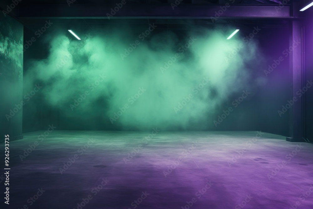 Obraz premium Empty room backgrounds purple green.