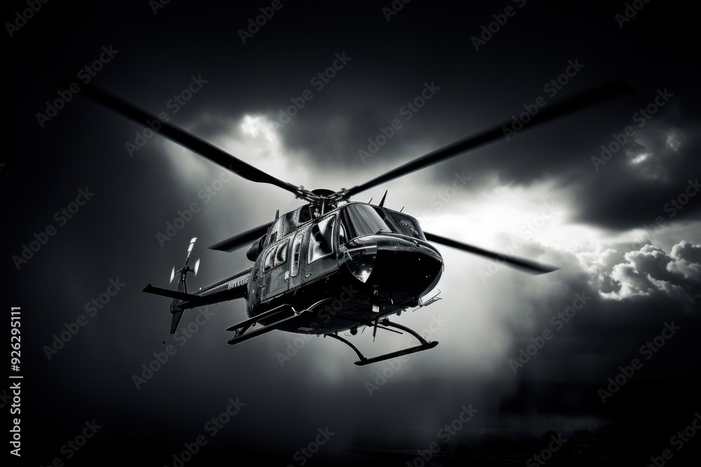 Fototapeta premium Photography helicopter monochrome aircraft airplane.