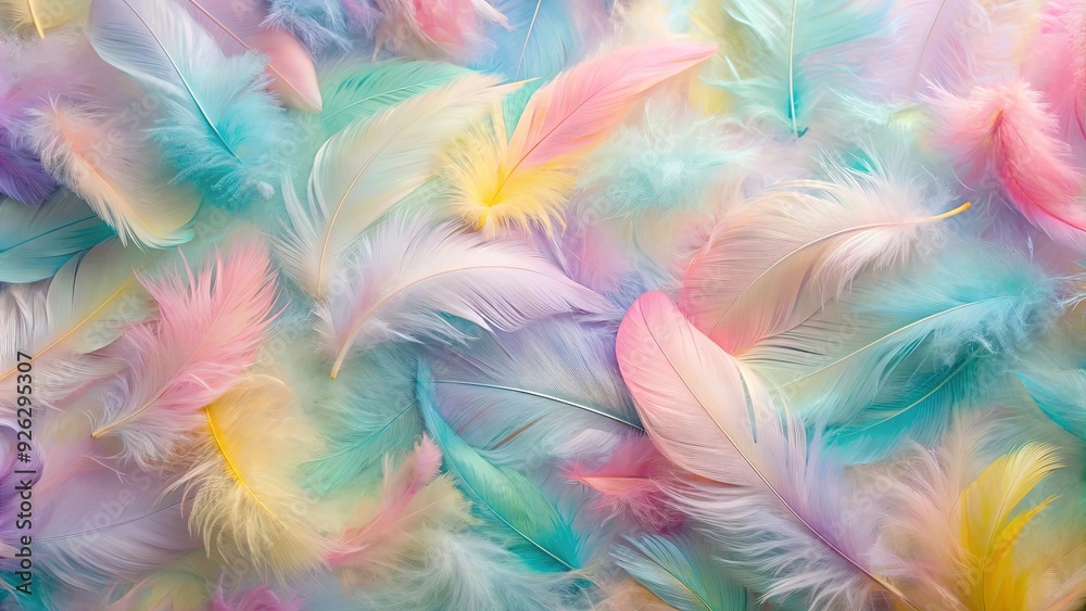 Abstract background of pastel colored feathers Abstract background of pastel colored feathers