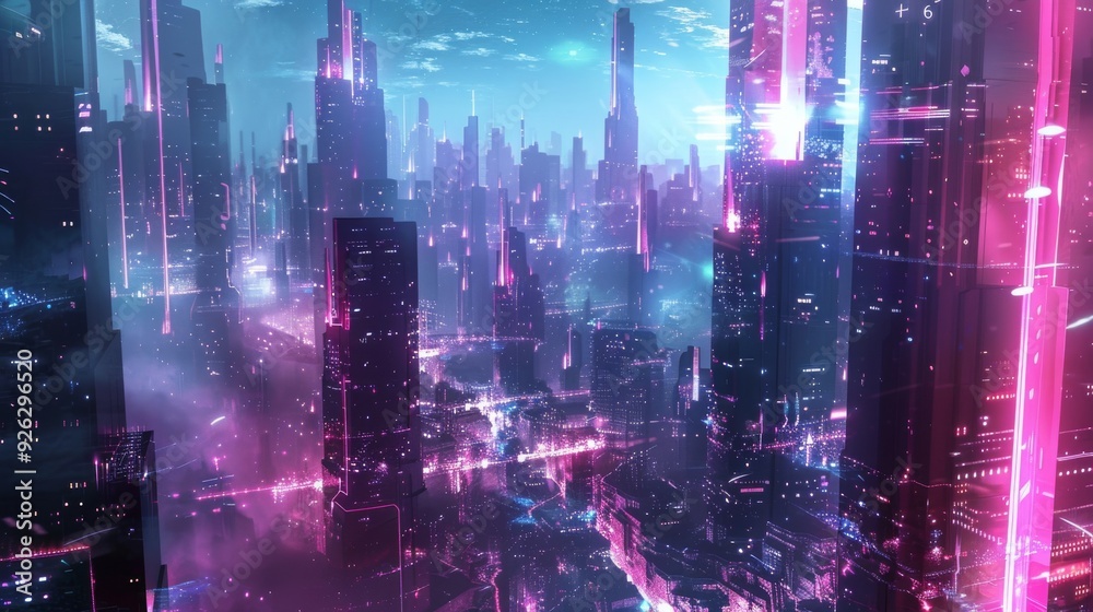 Cyberpunk Cityscape with Neon Lights Cyberpunk Cityscape with Neon Lights