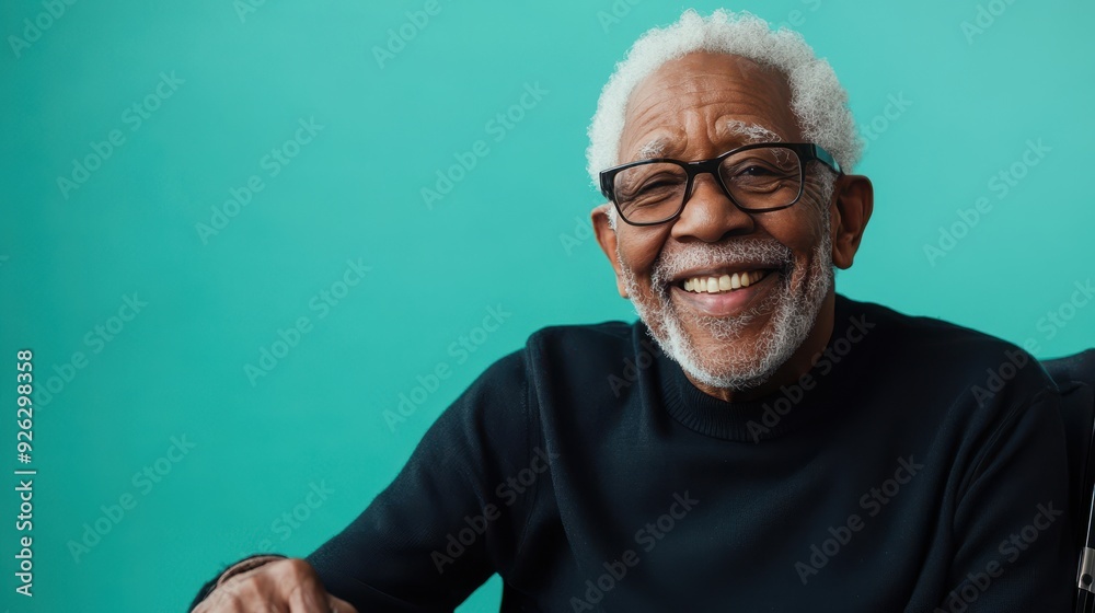 An elderly man enjoys a light-hearted moment while seated, showcasing his joyful expression An elderly man enjoys a light-hearted moment while seated, showcasing his joyful expression