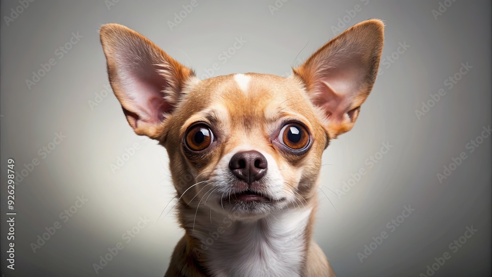 Chihuahua with wide eyes looking surprised on a background Chihuahua with wide eyes looking surprised on a background