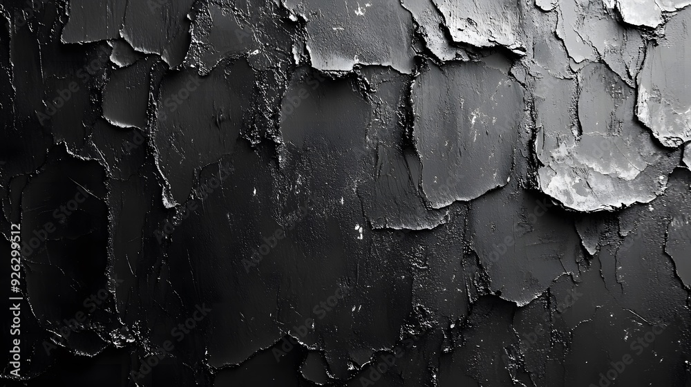 Fototapeta premium Dark black-white grainy background, grunge noise texture gradient banner