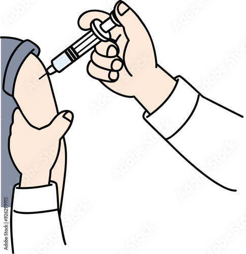 注射をする様子のベクターイラスト