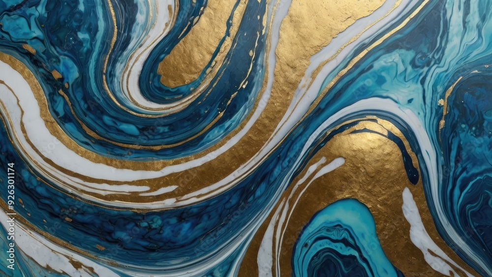 Golden Rivers on Azure Canvas Golden Rivers on Azure Canvas